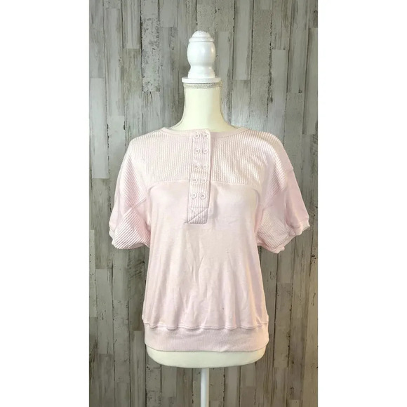 Vintage Colter Bay‎ Women's XL Vintage Pink Henley Button-Up Short Sleeve Top - Picture 2 of 8